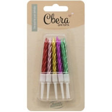 Свечи Спирали, Яркий микс, Металлик, 0,5*6 + 3 см, 10 шт. с держат.