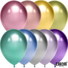 Шар (12''/30 см) Ассорти, 9 цветов, хром, 50 шт.